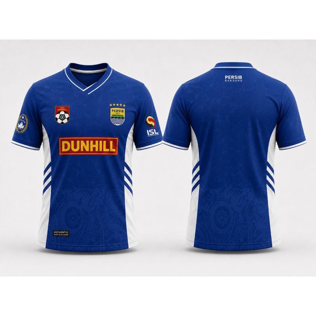 Jersey Persib Bandung Vintage Retro Dunhill Home Biru Drifit Waffle Premium Supporter Custom