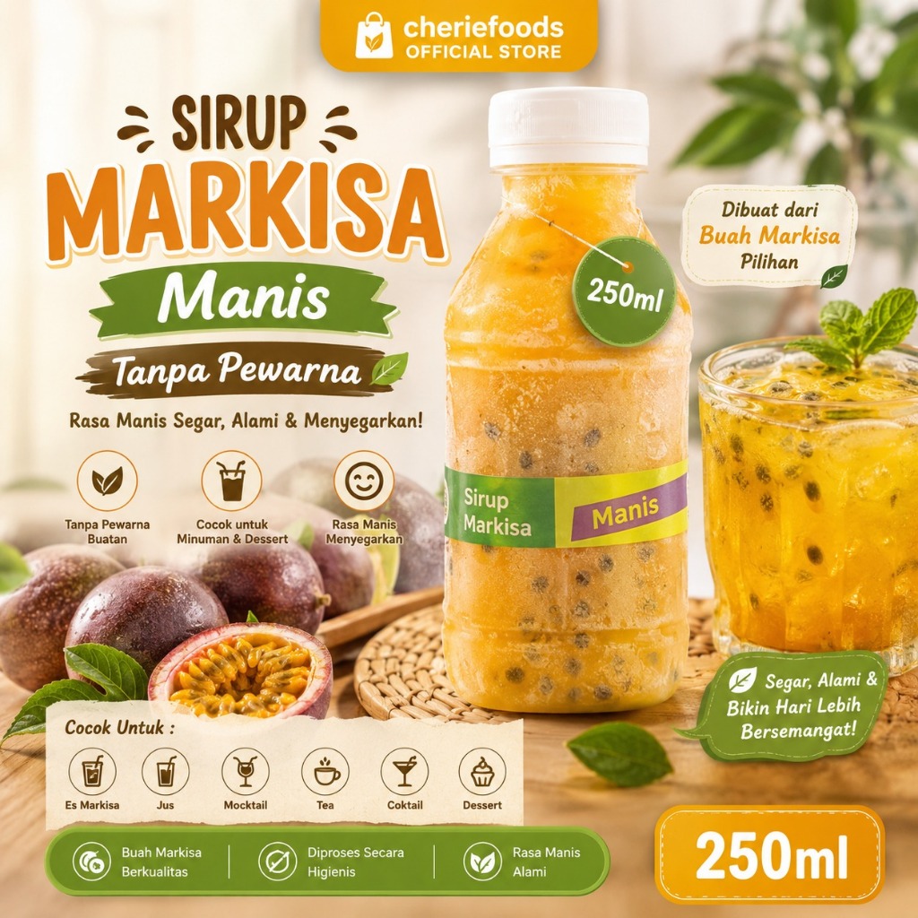 Sirup Markisa Brastagi Homemade – 100% Buah Asli | 250ml