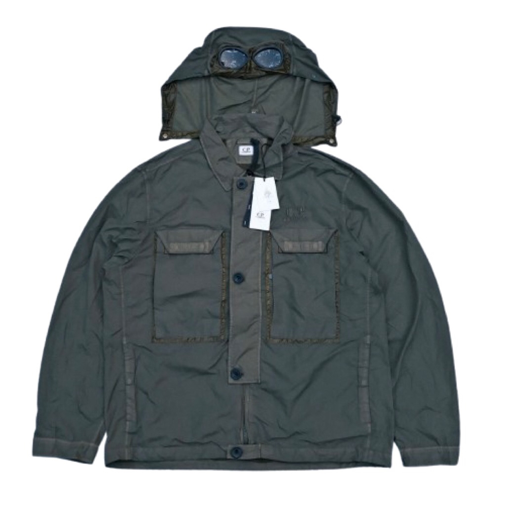 CP COMPANY FLATT NYLON GARMENT DYEING GOGGLE JACKET IVY GREEN ORIGINAL