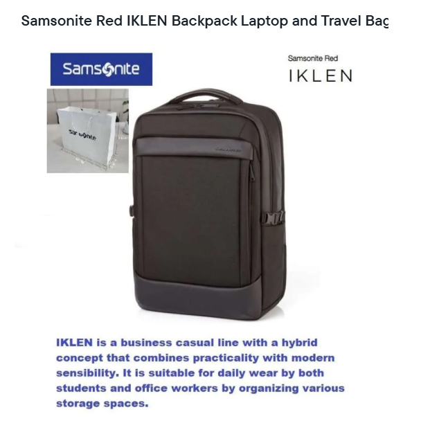 Samsonite Red IKLEN Backpack Laptop and Travel Bag For Man and Woman