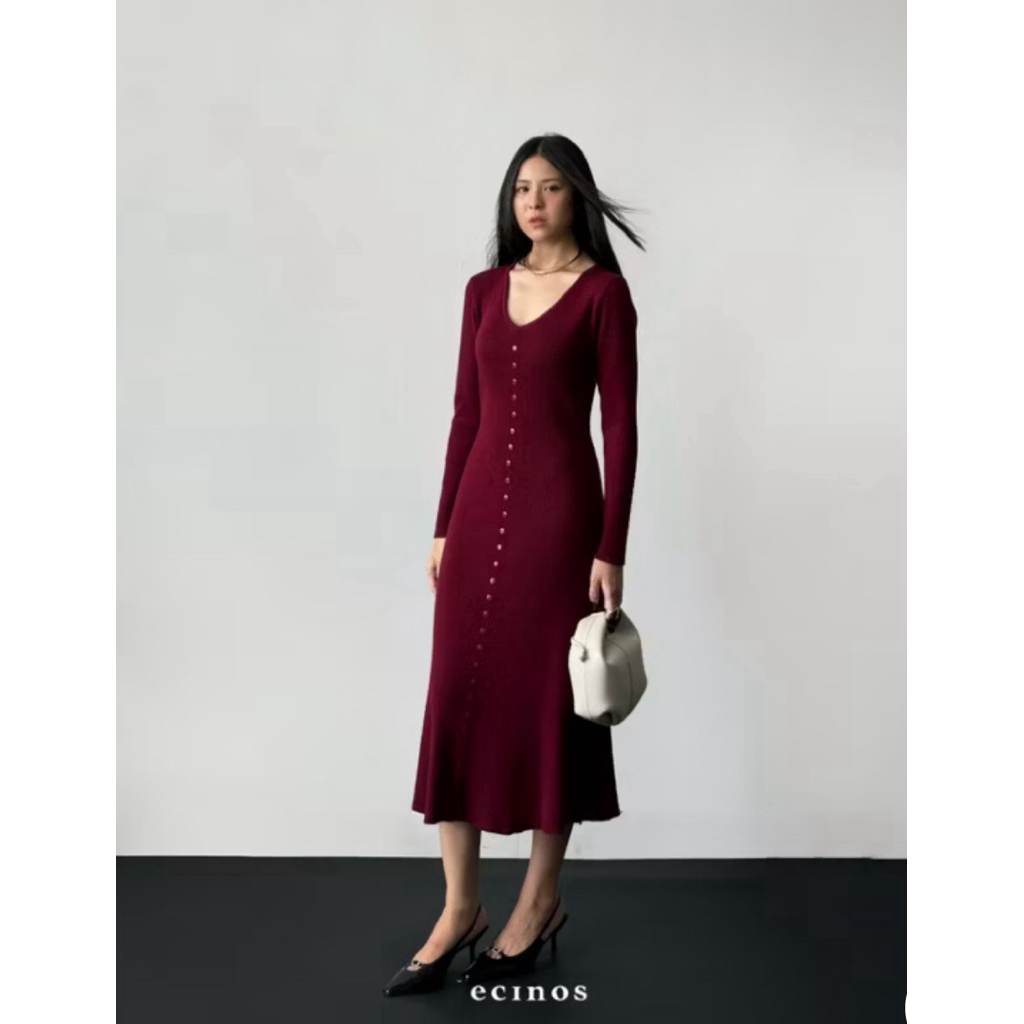ECINOS Natasha Knitted Dress (NEW) Maroon