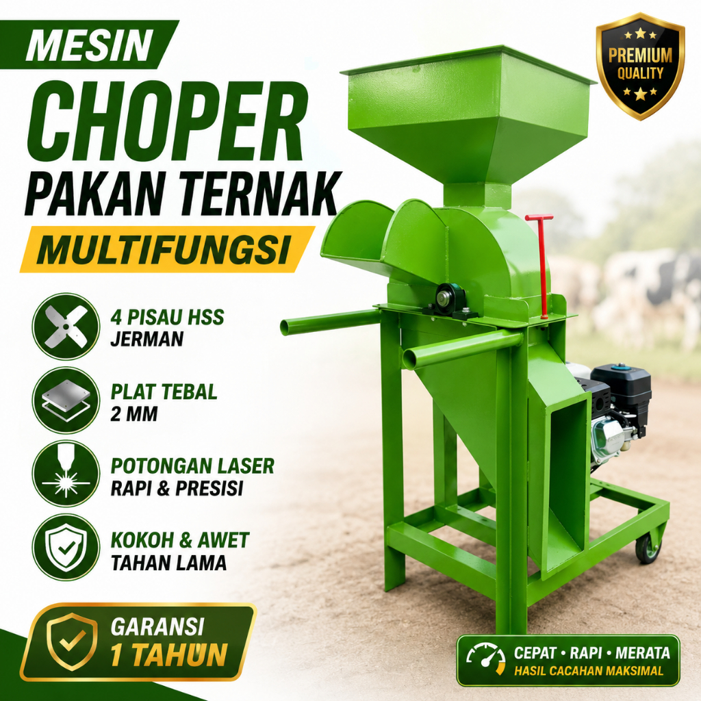 Mesin Chopper Rumput Pakan Ternak Multifungsi