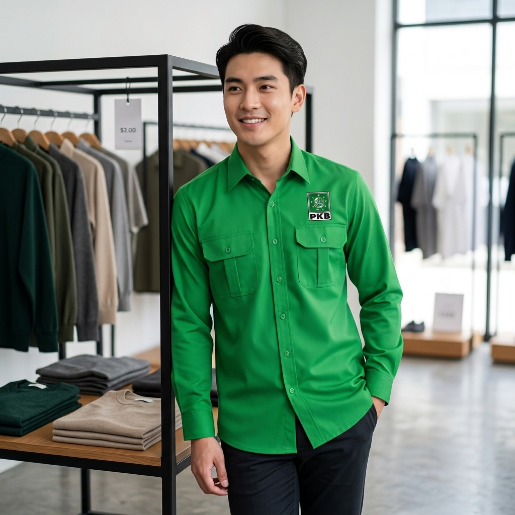Baju Kemeja Seragam PKB Lengan Panjang Bordir Komputer Pria Wanita Jakarta Bekasi