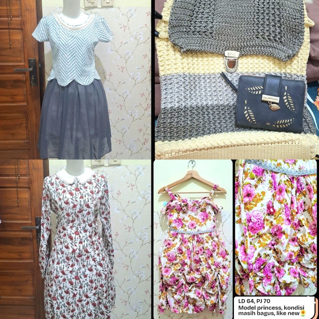 [WTS] Jual daily dress bunga princess tas ransel backpack anyaman rajut bagus bonus dompet bisa dibu