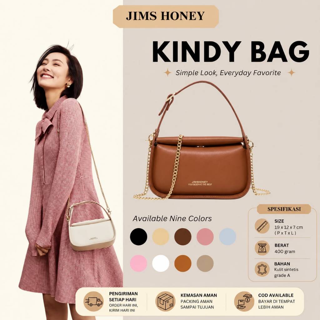 JIMS HONEY TAS SELEMPANG WANITA KINDY BAG (FREE EXCLUSIVE BOX)
