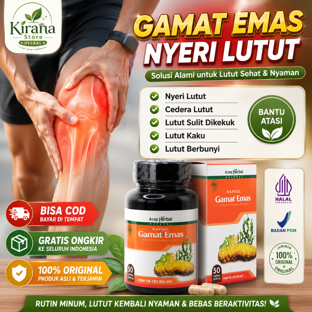 Obat Nyeri Lutut Cedera Lutut Lutut Sulit Dikekuk Lutut Kaku Lutut Berbunyi -GAMAT EMAS Sudah BPOM H