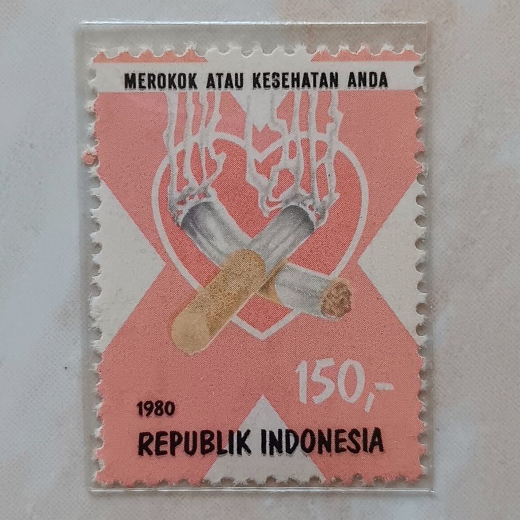 (AD) Perangko Indonesia 1980 Kampanye Anti Rokok Single Set Mint