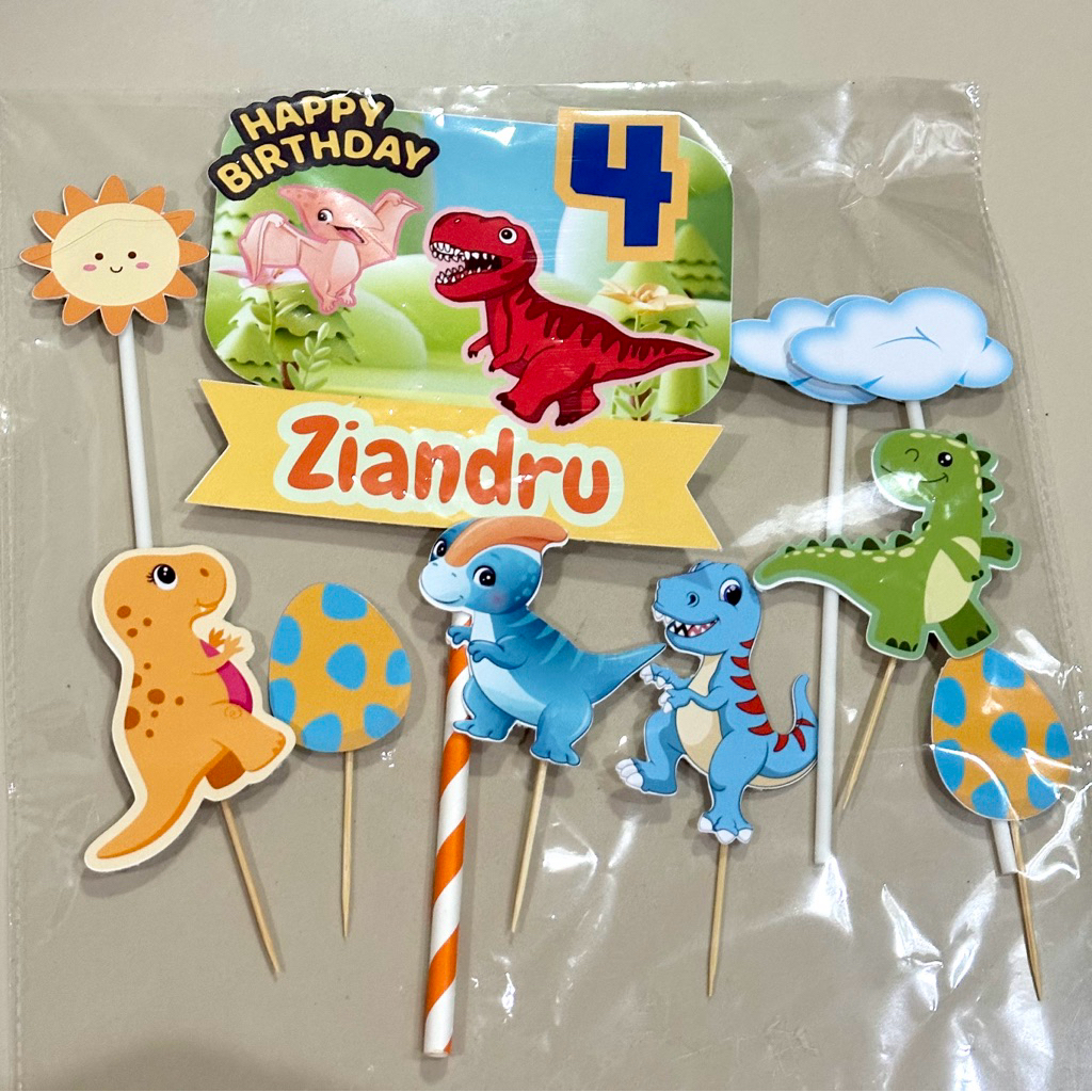 Cake topper 3D Dinosaurus toper Dino custom nama