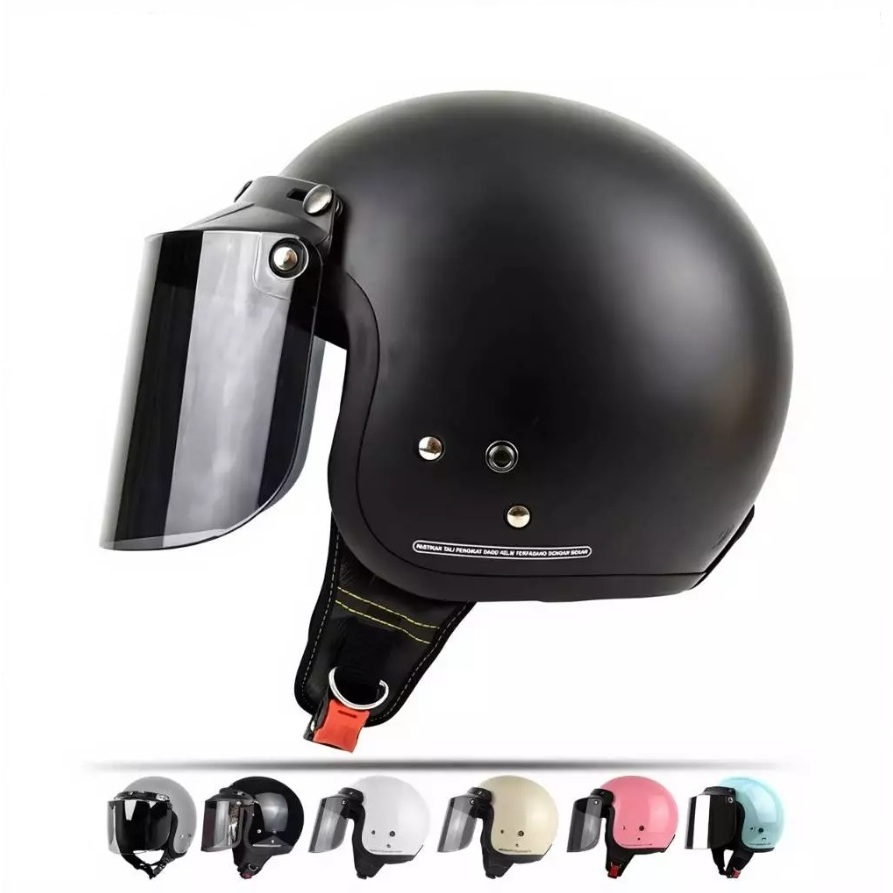 Helm BOGO Retro PREMIUM SNI Dewasa FREE kaca Datar - Gaya Klasik yang Elegan