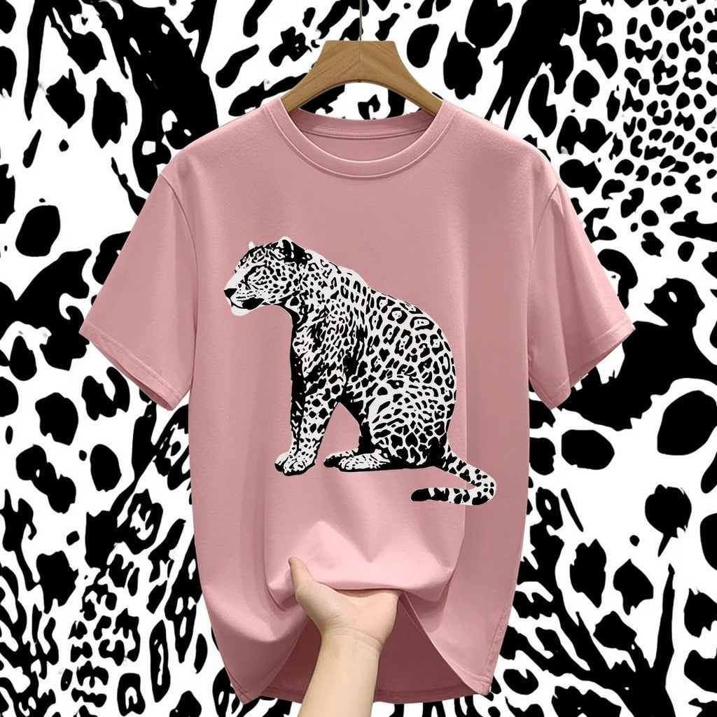 Kaos Motif Leopard Series Baju Oversize Pria Wanita Unisex Cotton Combed 24S 200 GSM Premium Print P