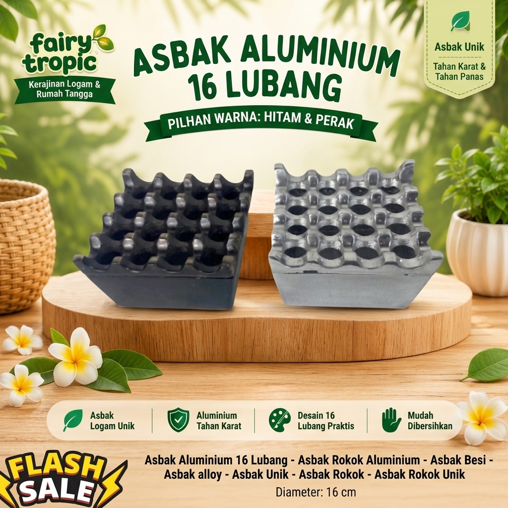 Asbak Aluminium 16 Lubang - Asbak Rokok Aluminium - Asbak Besi - Asbak alloy - Asbak Unik - Asbak Ro