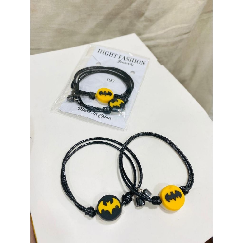 (12 PASANG/ 24 PCS) GELANG COUPLE KARET MOTIF BATMAN