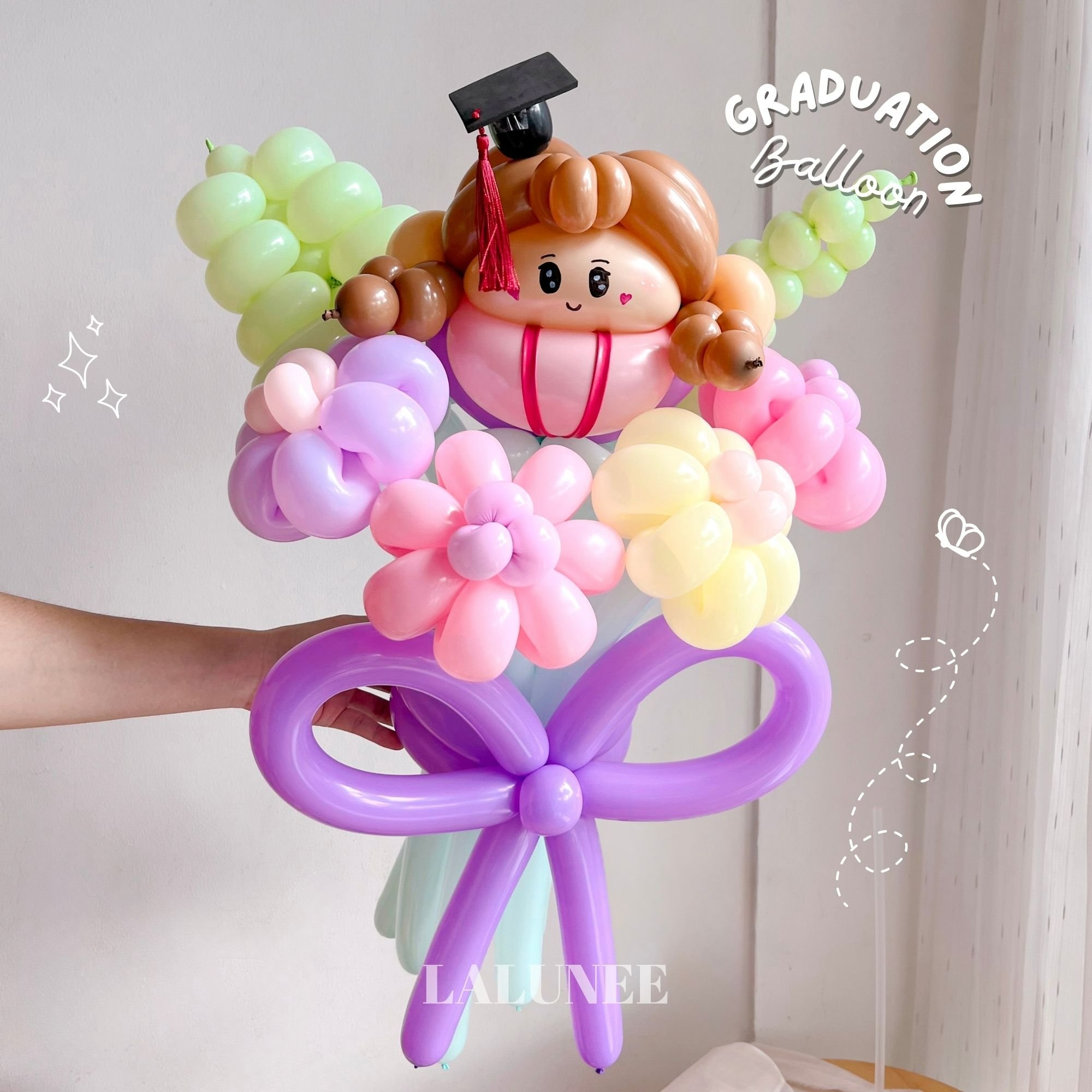 Balon Graduation Bouquet / Bunga Balon Wisuda / Hadiah Kelulusan / Balloon Twist