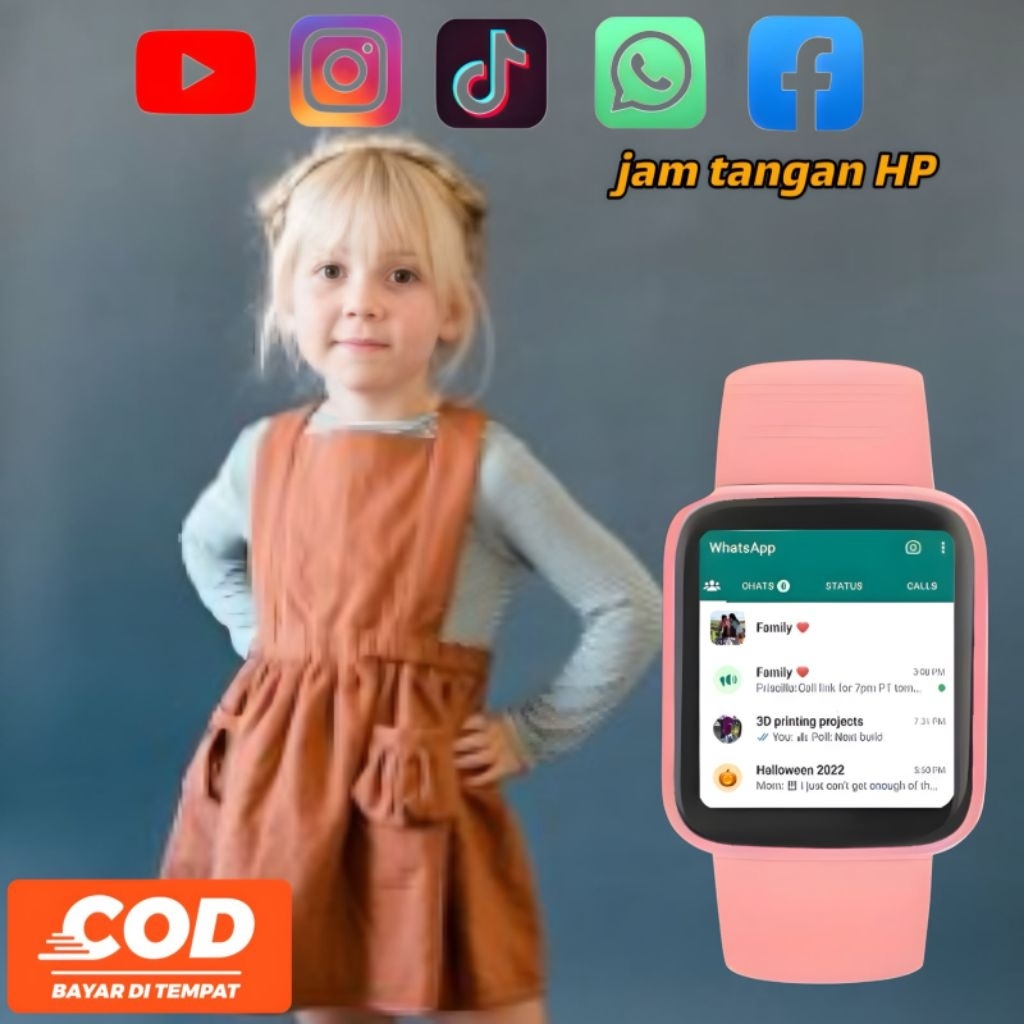 COD Jam Tangan Android Hp Smartwatch Anti Air Anak Anak Dan Dewasa Pria Wanita Murah