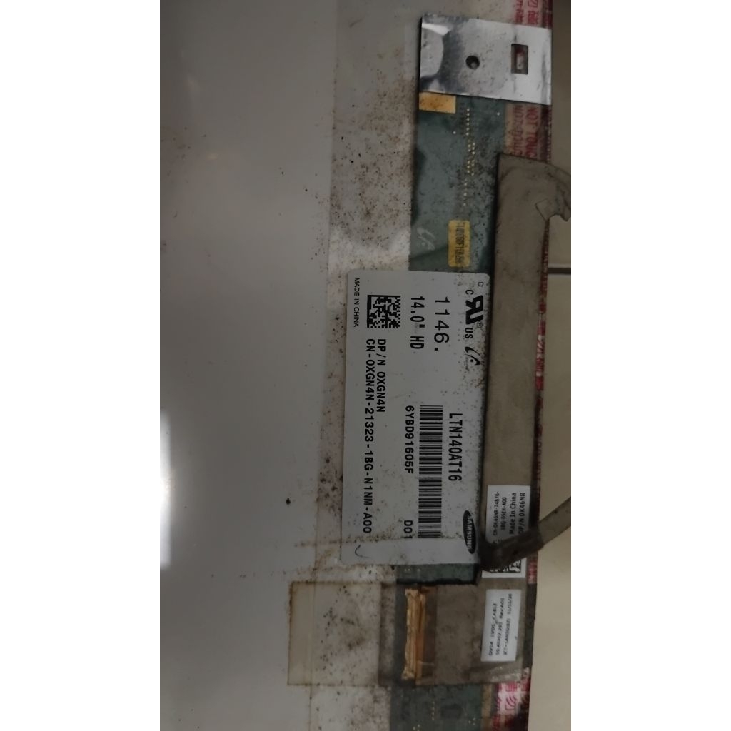 LCD Laptop Samsung 14 Inch HD LTN140AT16 Original Bekas Copotan Normal - 40 Pin