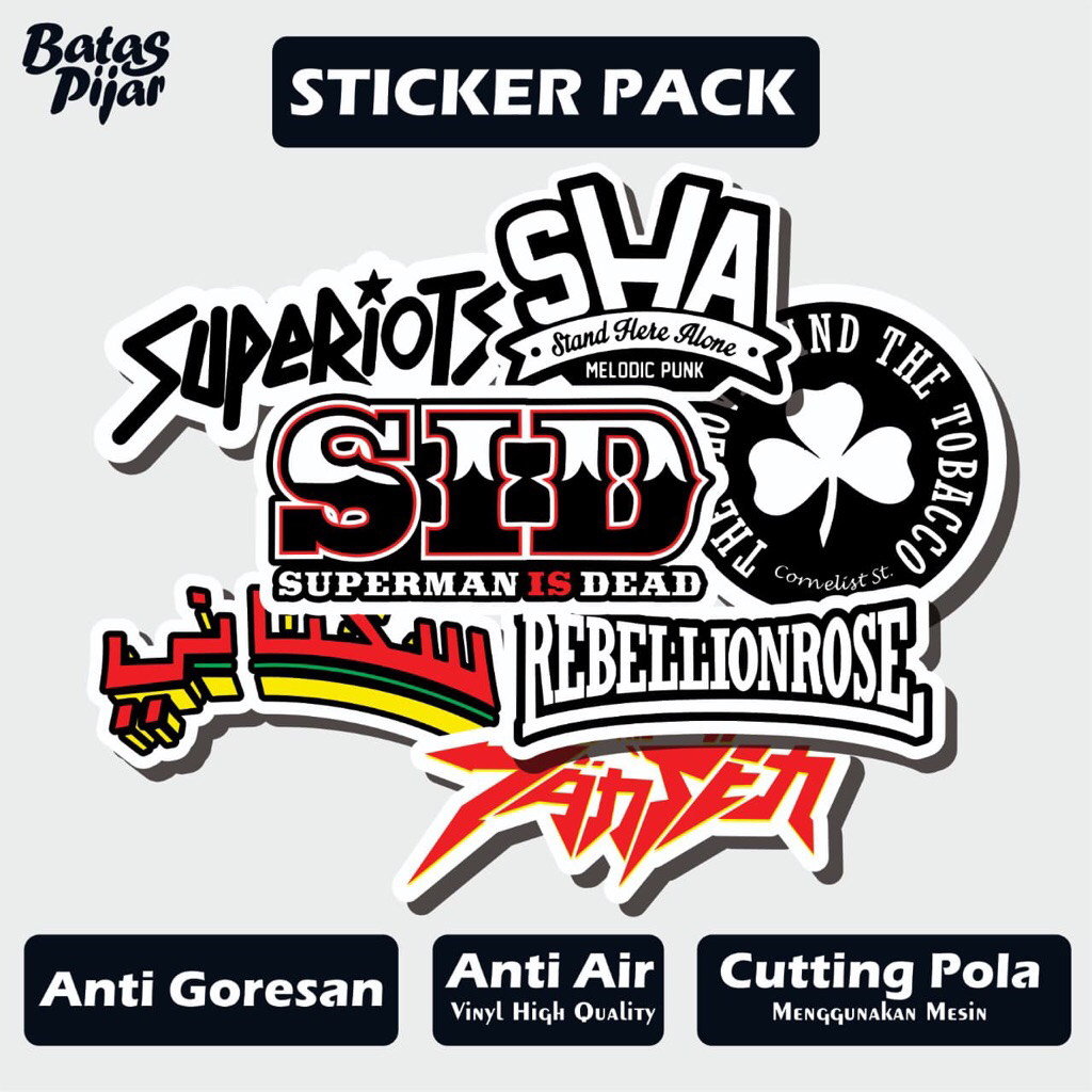 Sticker Pack Band Pop Punk Rock (Superiots, Stand Here Alone, Superman Is Dead, TCATT, Sukatani, Reb