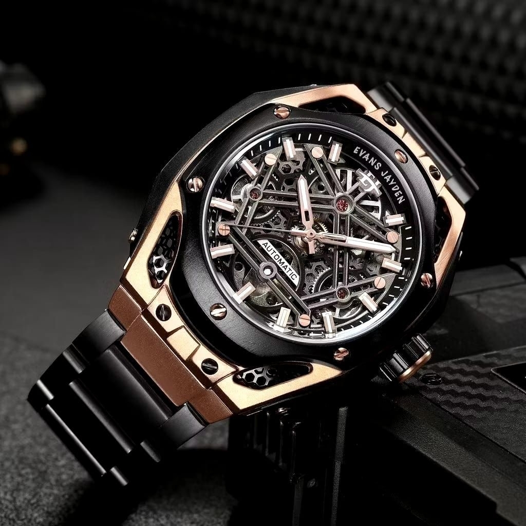 Jam Tangan Merk Evan Jayden | Automatic Skeleton Watch | Skeleton | Stainless Steel |