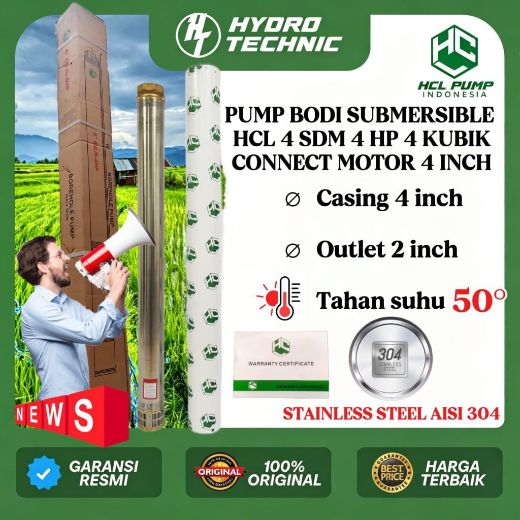 PUMP BODI KIPAS SUBMERSIBLE HCL 4 SDM 4 HP 4 KUBIK 4/32 OUTLET 2 INCH