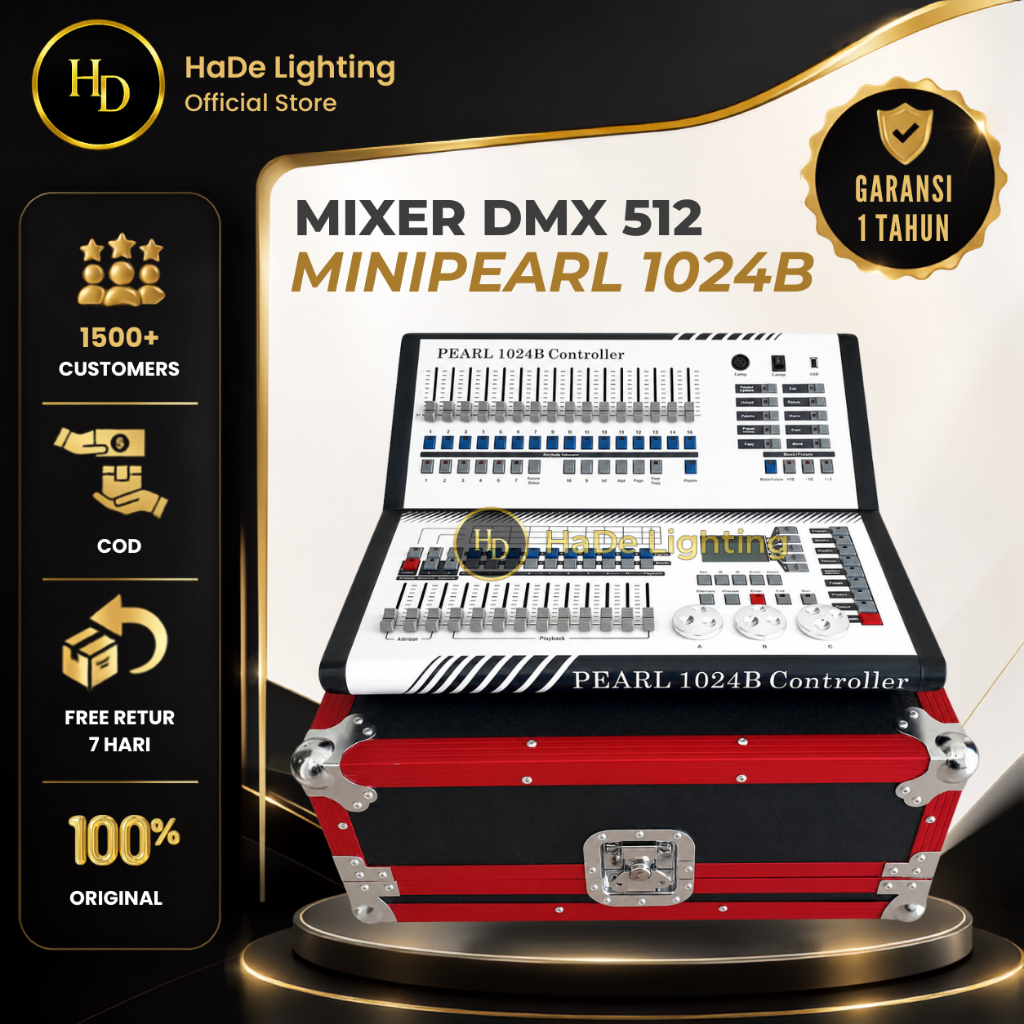 Mixer Minipearl 1024B DMX 512 - Mixer Lighting Minipearl 1024B Lighting Controlled  Free Hardcase
