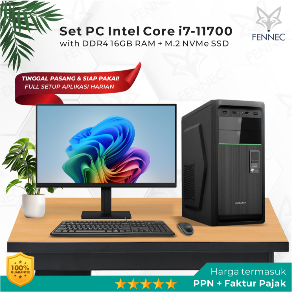 Set PC Komputer Intel Core i7-11700 Gen-11 RAM 16GB SSD Rakitan Office