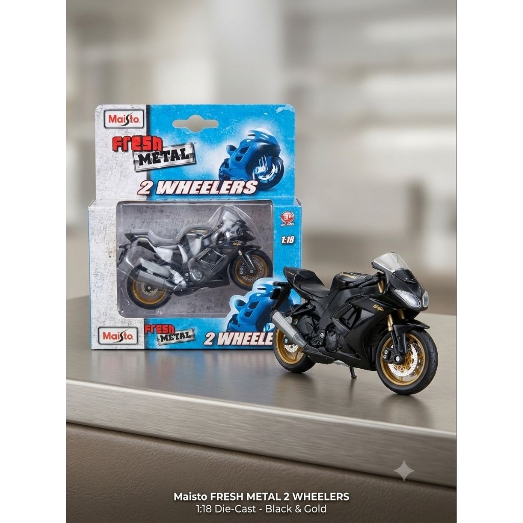 Maisto Fresh Metal 2 Wheelers Kawasaki Ninja ZX 10 R Hijau & Hitam