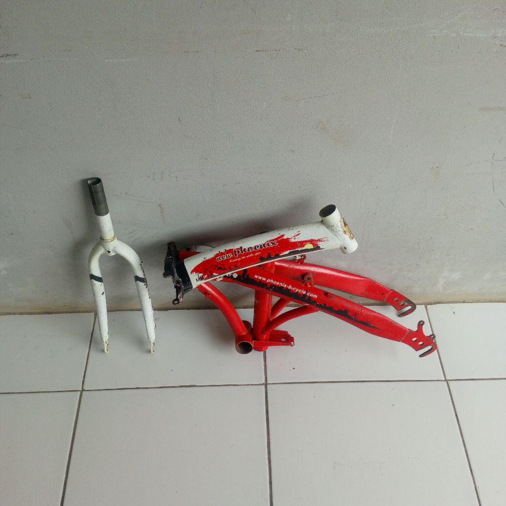 Frame & Fork  sepeda lipat Phoenix 20 inch.dudukan rem cakram (disc brake)Copotan