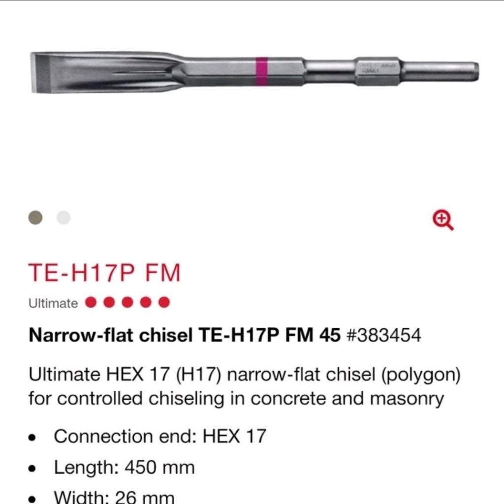 hilti drill bit / mata bobok drill untuk TE 500-X Narrow -Flat Chisel