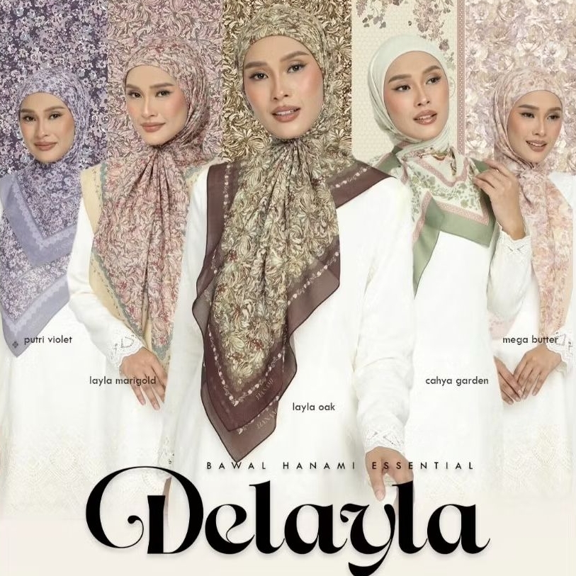 Hanami Hijab Malaysia Segi Empat Katun Voal Premium