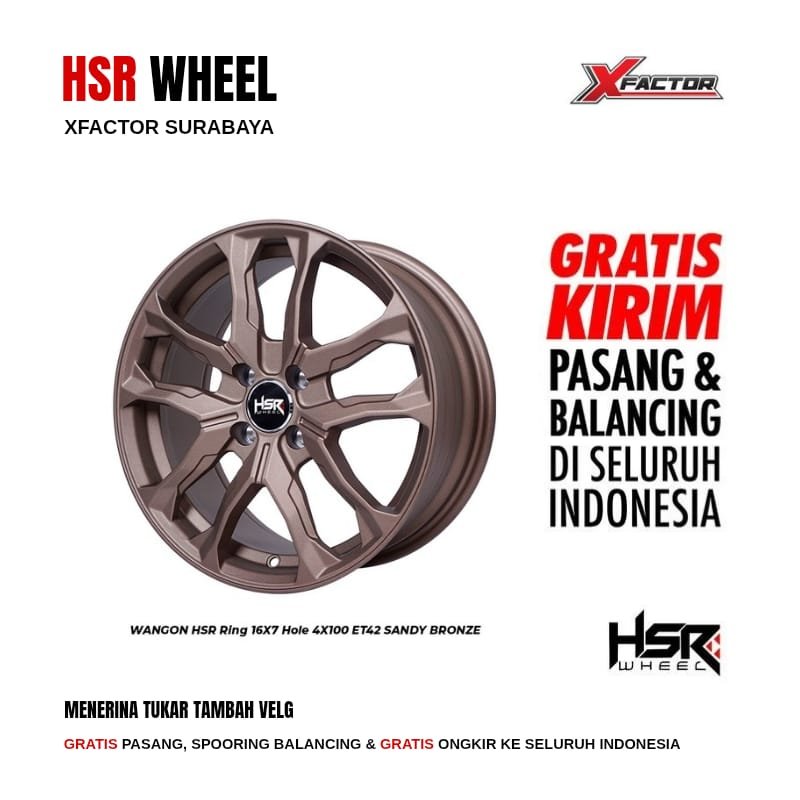 VELG MOBIL R16 HSR WANGON HSR R16X7 4x100 ET42 SANDY BRZ 4 PCS VELG