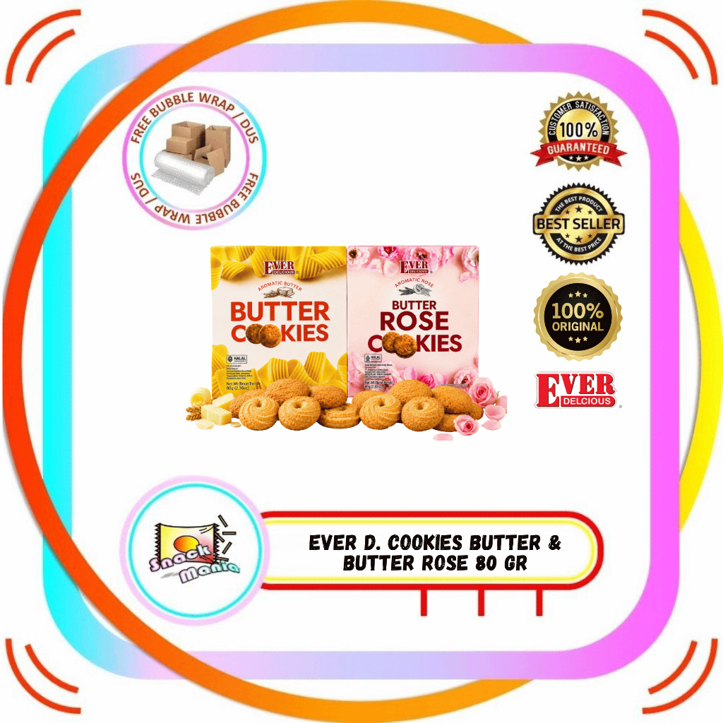 Ever Delicious Butter Cookies dan Butter Rose Cookies 80 gr Kukis Mentega Premium