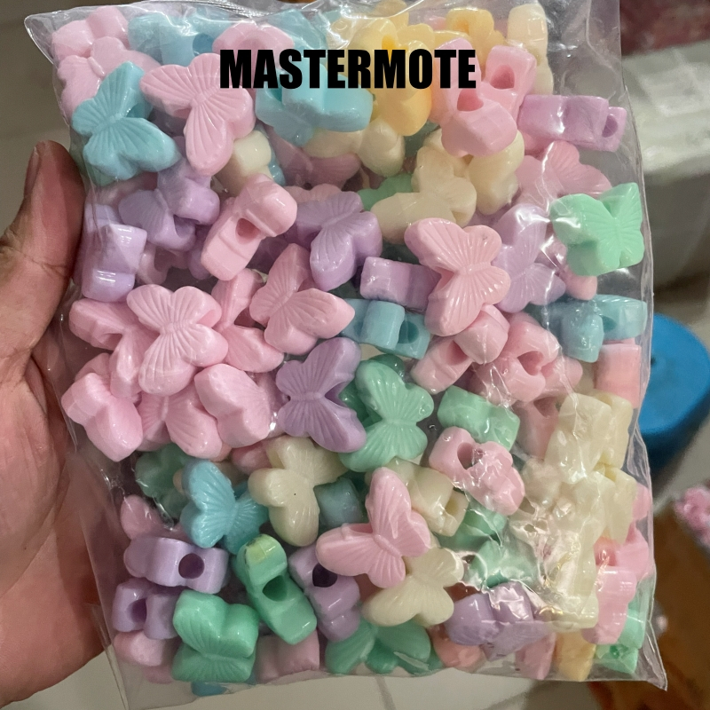manik manik pastel kupu kupu 3d lubang besar mix warna