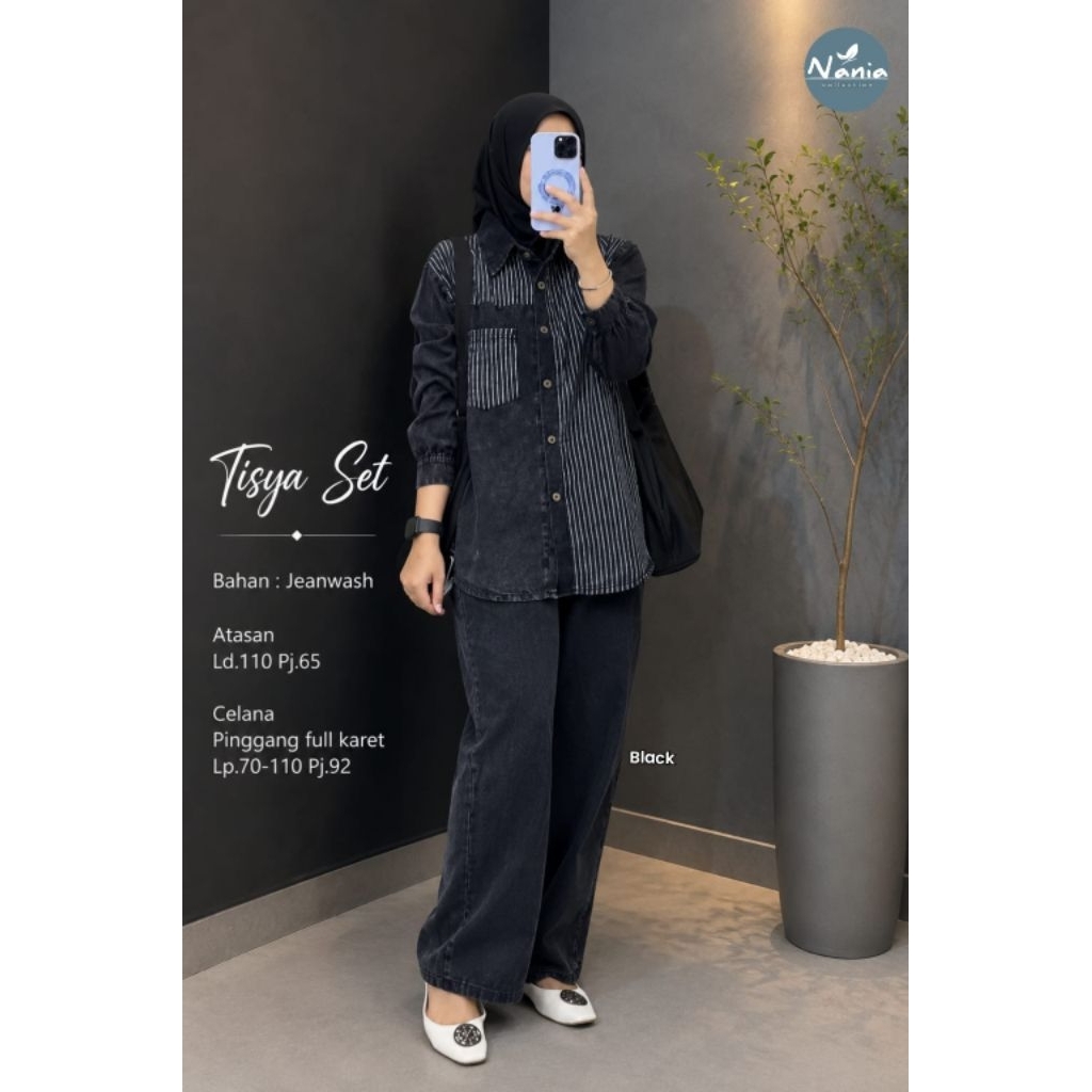 TISYA / DANIA SET / SETELAN KEMEJA CELANA JEANS KULOT PREMIUM // BY NANIA