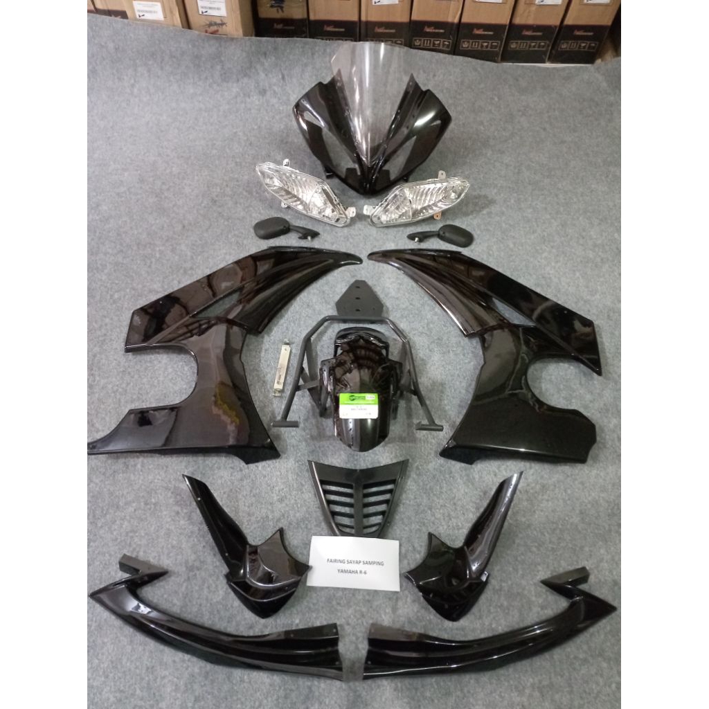 Full Fairing Vixion 2008-2018 Model R6 Black Hitam