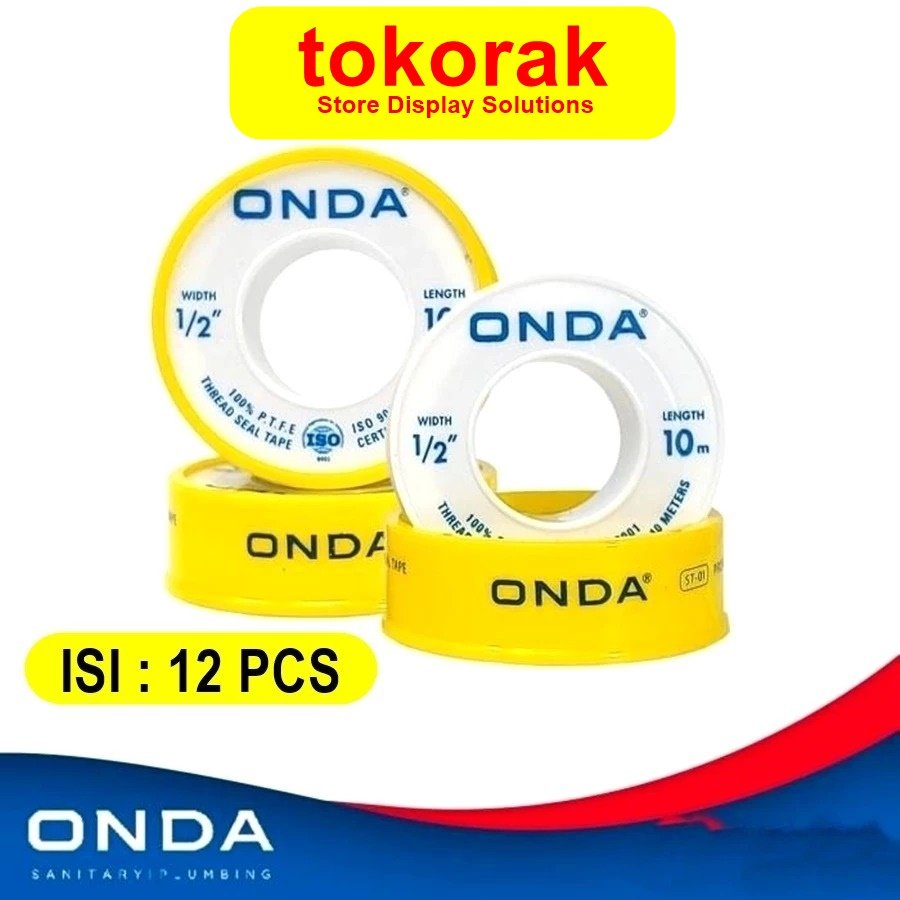 SEAL TAPE 1/2 INCH 10M ISI 12 PCS ONDA ISOLATAPE PIPA KRAN SEALTAPE 10 METER SILTIP 1/2" KERAN ISOLA