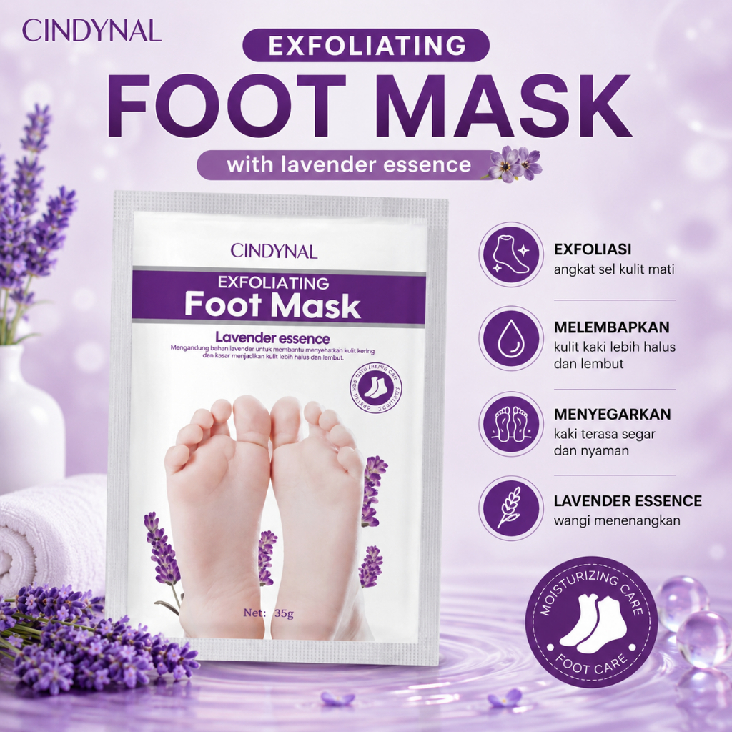 CINDYNAL FOOT MASK | Lavender Exfoliating Foot Mask – Masker Kaki