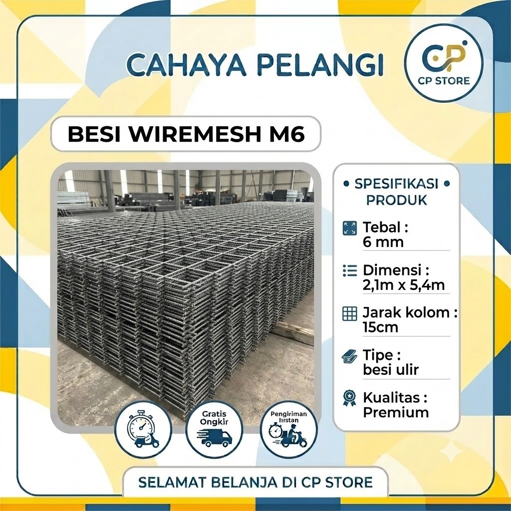 Wiremesh M6 Wermes Besi Cor Dak Beton 6mm Ulir - SNI