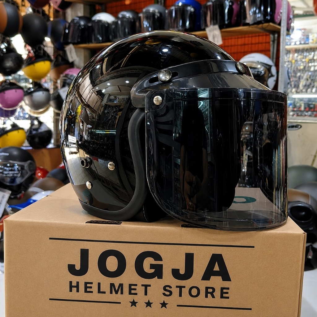 HELM BOGO Dewasa Original Murah SNI kaca FLAT- Lindungi dengan Gaya classic