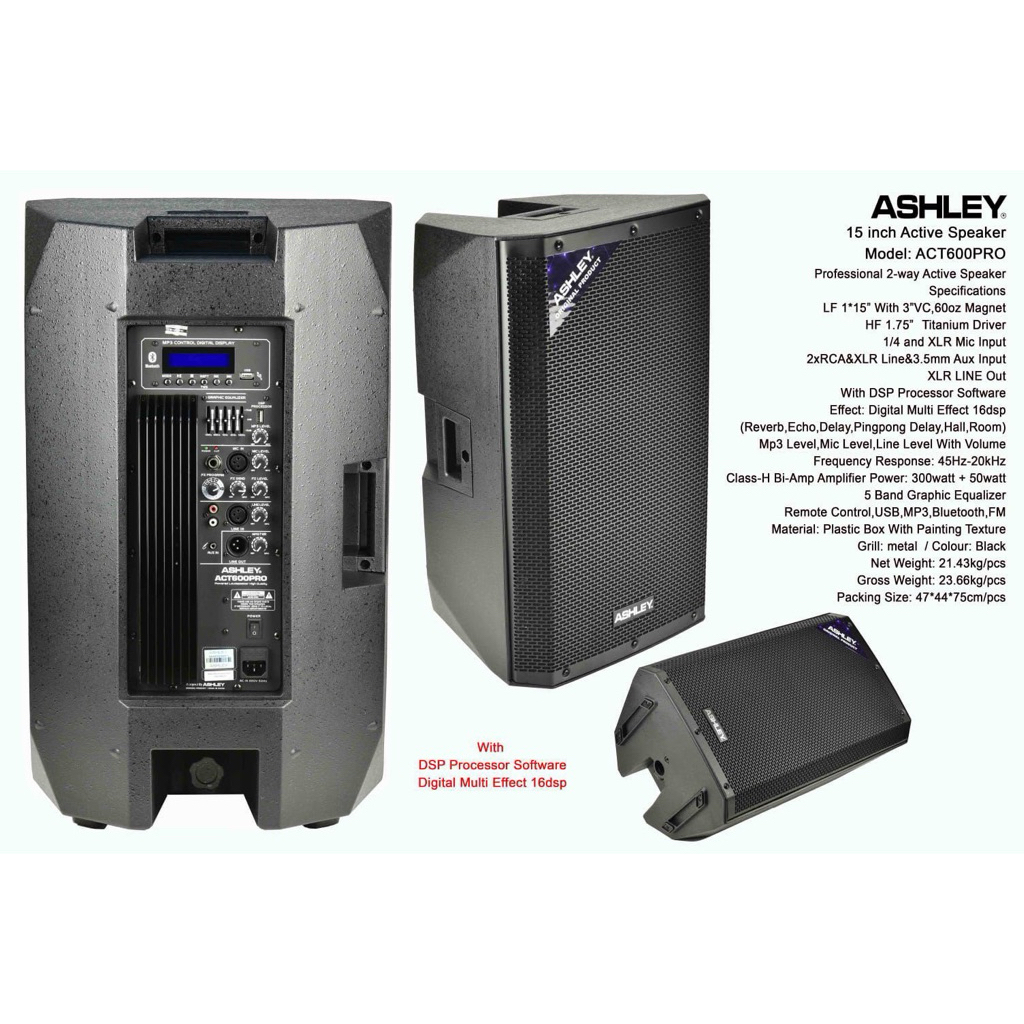 Speaker Aktif Ashley 15 Inch ACT 600 PRO Original Garansi Resmi