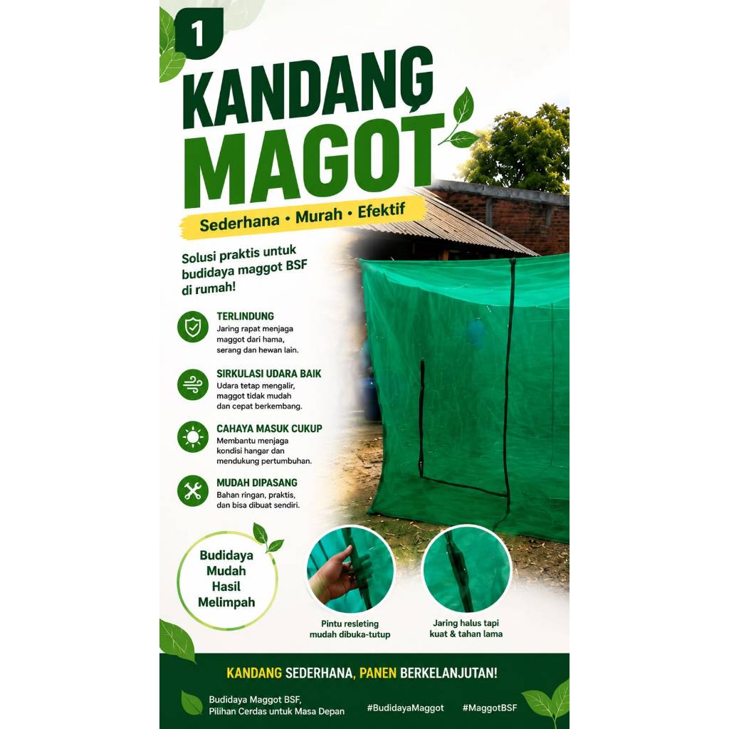 KANDANG LALAT BSF PREMIUM KANDANG MAGOT PORTABLE – SIAP PAKAI