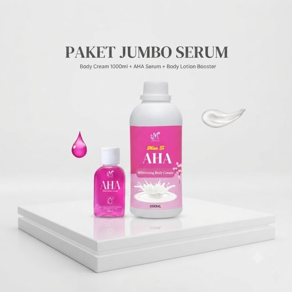 Paket AHA Body cream 500ml FREE serum AHA pink 30ml BPOM masker badan