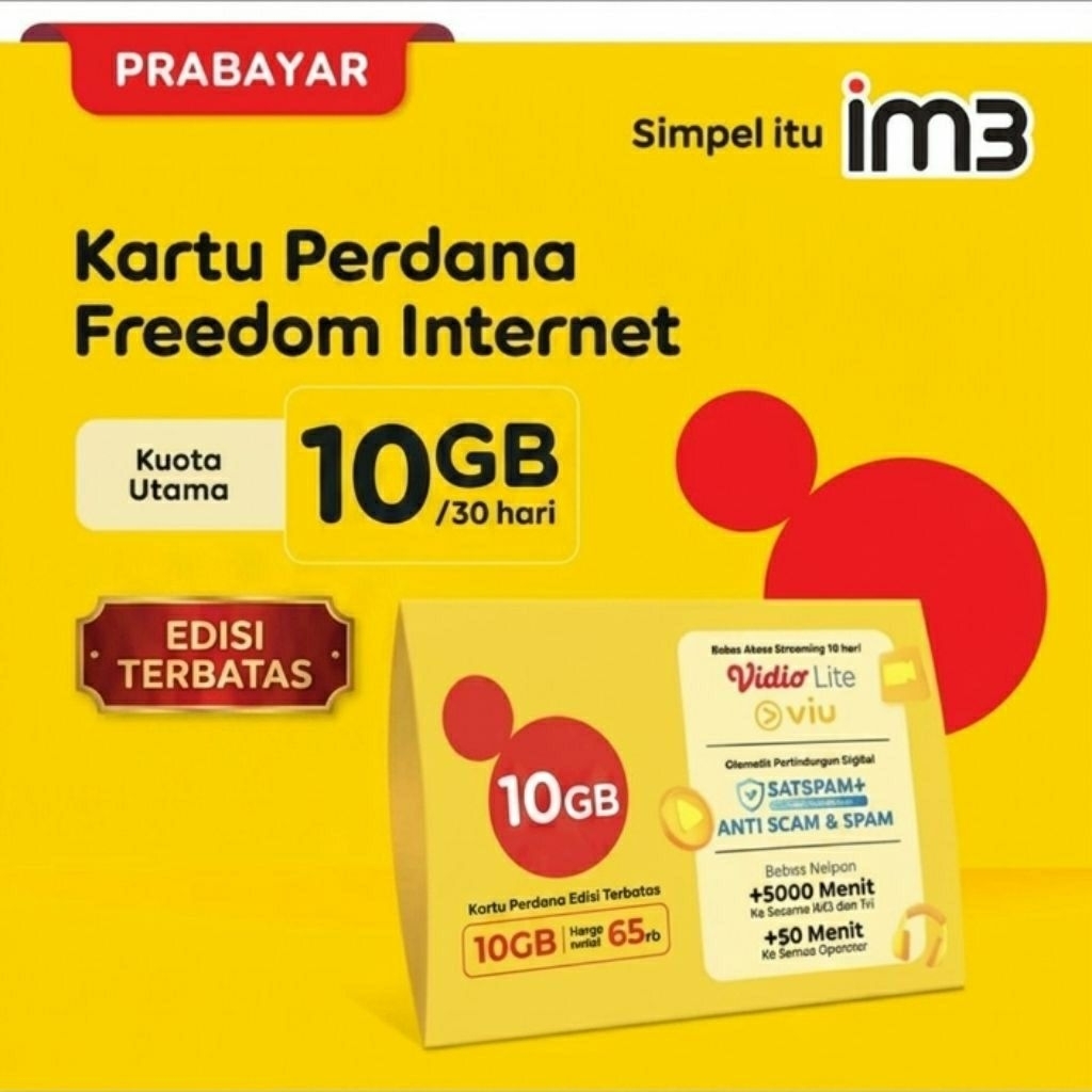 Kartu Perdana Internet Indosat IM3 kuota 10Gb