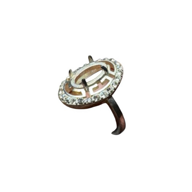 RCWT-215 Ring cincin batu permata emban cangkang alpaka wanita 12x8mm