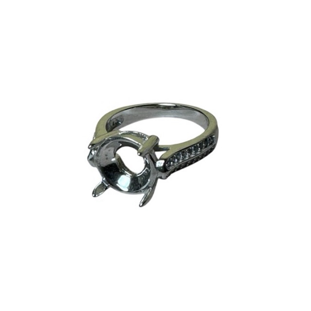 GT40 Ring cincin batu permata emban cangkang alpaka wanita 9x9mm