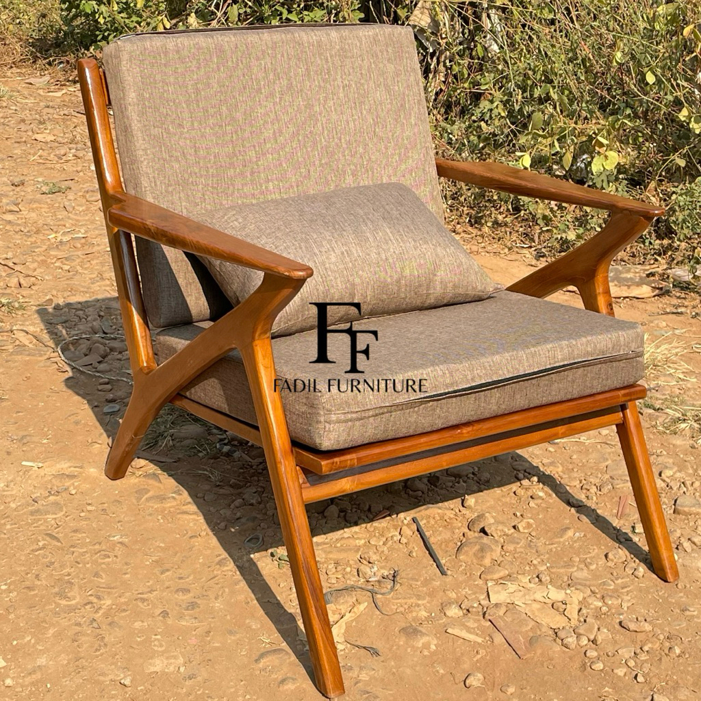 Sofa Z Kayu Jati Kursi Retro Sofa Single Sofa 1 Seater Furniture Jepara