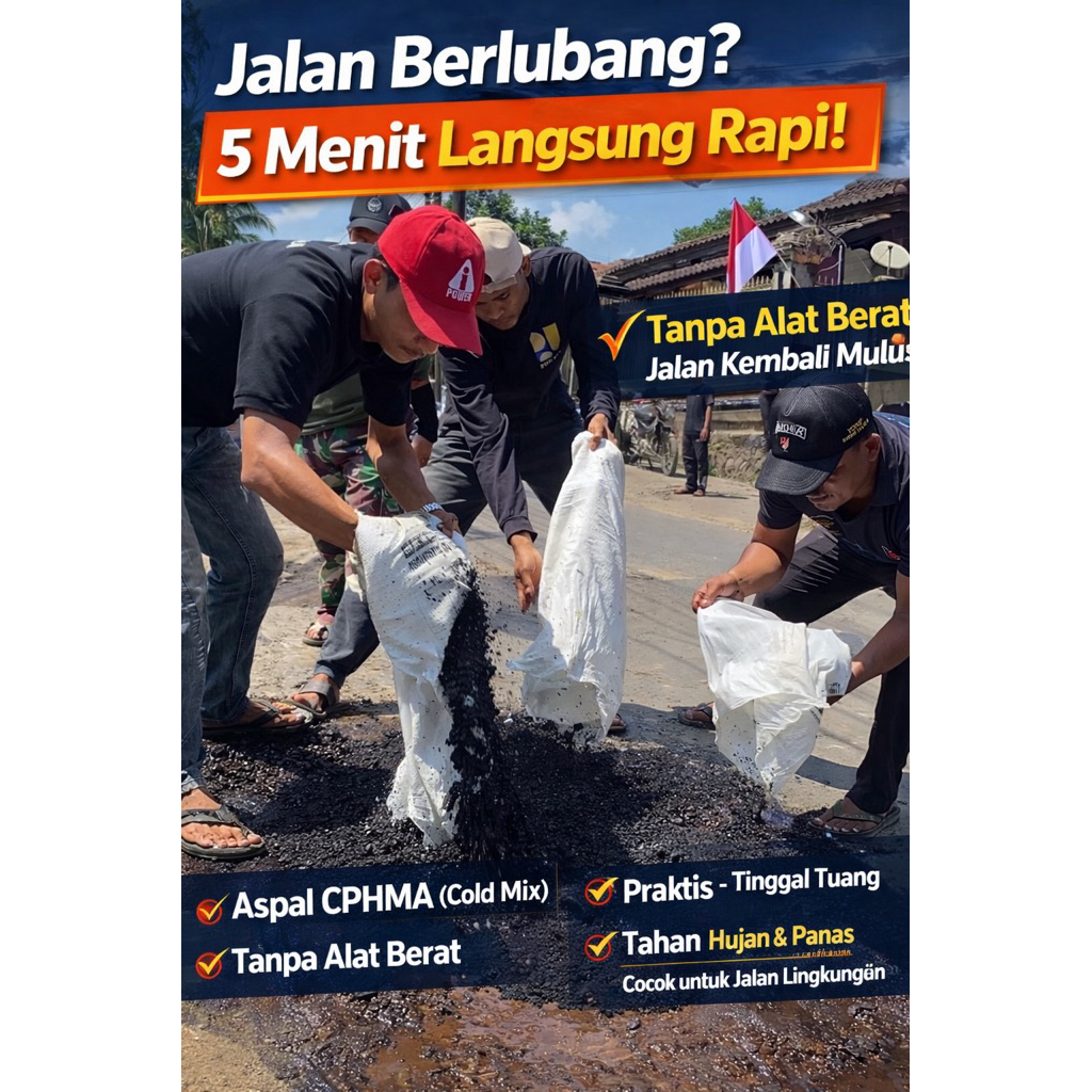 COD Aspal CPHMA Siap Pakai | Aspal Buton | Aspal Dingin | Tambal Jalan Berlubang | Perbaikan Jalan