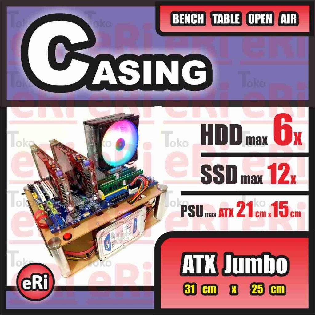 FULL ATX JUMBO - Casing PC GAMING OPEN AIR Akrilik