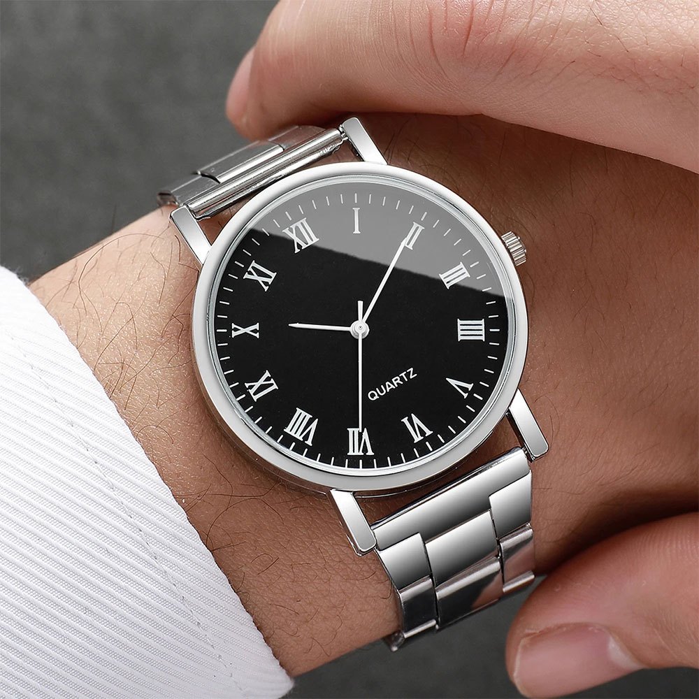 Jam Tangan Analog Pria Elegant Quartz Stainless Steel 38mm