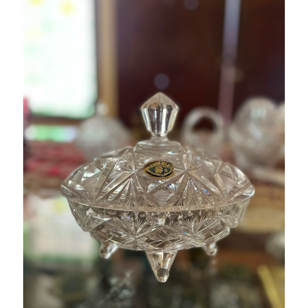 Toples Permen Kristal Bohemia Bertutup (Bohemian Crystal Covered Candy Dish)