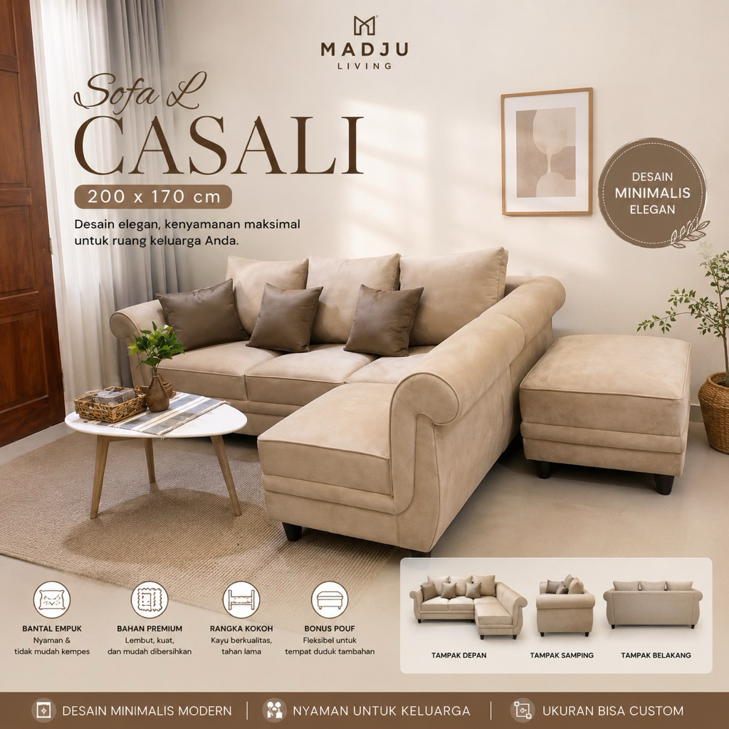 sofa L sudut angsa