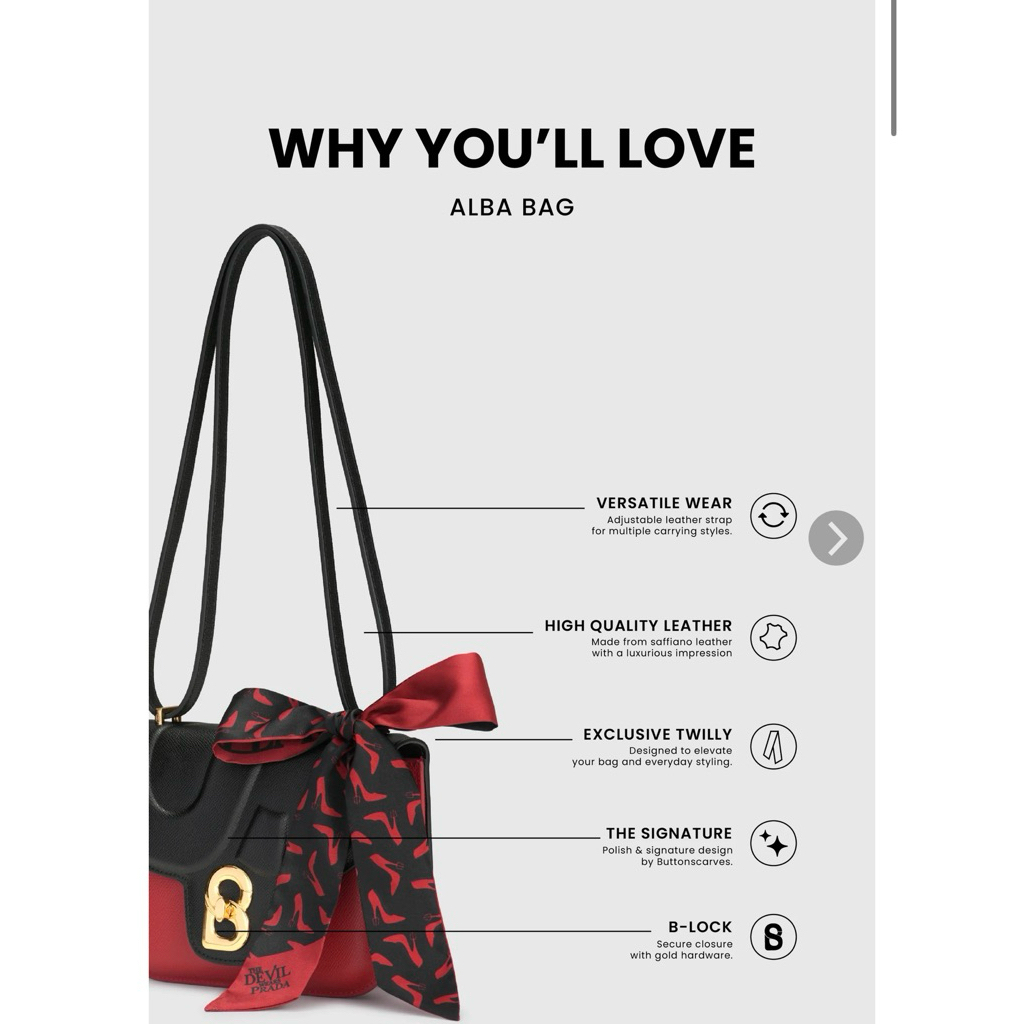 Tas Buttonscarves Alba Bag Devil Wears Prada DWP Original New With Box Bukan alba large atau alba mi